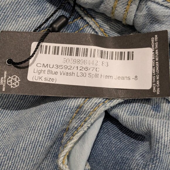 PrettyLittleThing Women's Light Blue Wash Split Hem Jeans US 4 NWT - Picture 13 of 15